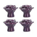 4 Set Rose Shaped Handle Modern Ceramic Cabinet Knob for Home Living Room BedroomPurple In Australia - Darrahopens