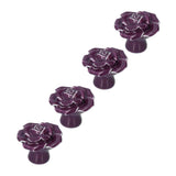 4 Set Rose Shaped Handle Modern Ceramic Cabinet Knob for Home Living Room BedroomPurple In Australia - Darrahopens