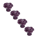 4 Set Rose Shaped Handle Modern Ceramic Cabinet Knob for Home Living Room BedroomPurple In Australia - Darrahopens