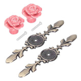 2Set Cabinet Knob Rose Flower Ceramic Pull Handle Closet Drawer Knob for Kitchen Furniture