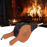 Wood Fireplace Bellows Large Wood Air Blower Cast Nozzle with Hanging Strap for Outdoor Camping BBQ
