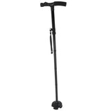 Aluminum Alloy Telescopic Crutches Walking Sticks Outdoor Elderly Cane With Torch