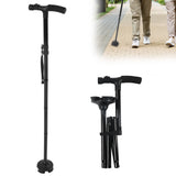 Aluminum Alloy Telescopic Crutches Walking Sticks Outdoor Elderly Cane With Torch