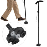 Aluminum Alloy Telescopic Crutches Walking Sticks Outdoor Elderly Cane With Torch