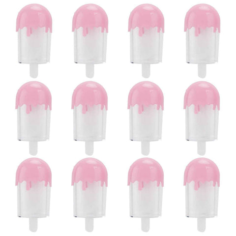 12Pcs Ice Cream Shape Candy Box Plastic Candy Case Container Wedding Party SuppliesPink