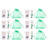 20PCS Keychain Bells Angel Stars Creative Christmas Decoration Gift Santa Claus Pendant Candy Bag Set Green