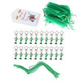 20PCS Keychain Bells Angel Stars Creative Christmas Decoration Gift Santa Claus Pendant Candy Bag Set Green