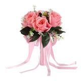 Artificial Wedding Bouquet Silk Flower Simulation Rose Bouquet for Bride Holding FlowersPink In Australia - Darrahopens