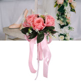 Artificial Wedding Bouquet Silk Flower Simulation Rose Bouquet for Bride Holding FlowersPink