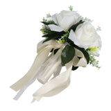 Artificial Wedding Bouquet Silk Flower Simulation Rose Bouquet for Bride Holding FlowersMilky White In Australia - Darrahopens