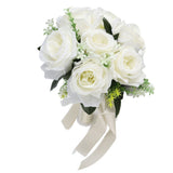 Artificial Wedding Bouquet Silk Flower Simulation Rose Bouquet for Bride Holding FlowersMilky White In Australia - Darrahopens