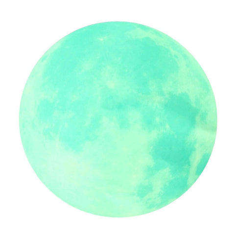 Cyan Green Light Moon Design Fluorescent Wall Sticker Self Adhesive Decorative Sticker Decal