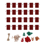 24Pcs Christmas Advent Calendar Drawstring Bags Reusable Hanging Countdown Pouch for Candy Jewelry GiftWine Red In Australia - Darrahopens