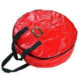 Christmas Wreath Storage Bag PE Woven Fabric Dustproof Round Red Storage Bag for Home Party Office