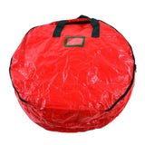 Christmas Wreath Storage Bag PE Woven Fabric Dustproof Round Red Storage Bag for Home Party Office