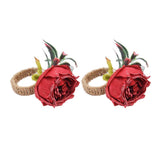 2Pcs Innovative Napkin Buckle Simulation Flower Napkin Ring Holder for Hotel RestaurantWine Red In Australia - Darrahopens