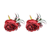 2Pcs Innovative Napkin Buckle Simulation Flower Napkin Ring Holder for Hotel RestaurantWine Red