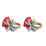 2Pcs Innovative Napkin Buckle Simulation Flower Napkin Ring Holder for Hotel RestaurantWine Red