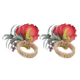 2Pcs Innovative Napkin Buckle Simulation Flower Napkin Ring Holder for Hotel RestaurantWine Red