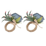 2Pcs Innovative Napkin Buckle Simulation Flower Napkin Ring Holder for Hotel RestaurantBlue
