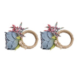 2Pcs Innovative Napkin Buckle Simulation Flower Napkin Ring Holder for Hotel RestaurantBlue