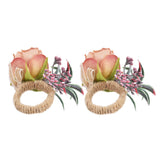 2Pcs Innovative Napkin Buckle Simulation Flower Napkin Ring Holder for Hotel RestaurantPink