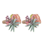 2Pcs Innovative Napkin Buckle Simulation Flower Napkin Ring Holder for Hotel RestaurantPink