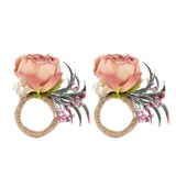 2Pcs Innovative Napkin Buckle Simulation Flower Napkin Ring Holder for Hotel RestaurantPink