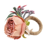 2Pcs Innovative Napkin Buckle Simulation Flower Napkin Ring Holder for Hotel RestaurantPink