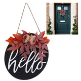 Thanksgiving Wreath Wooden Sign Door Hanging Welcome Sign Wreath Listing Home DecorationMaple Flower