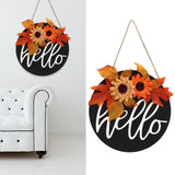 Thanksgiving Wreath Wooden Sign Door Hanging Welcome Sign Wreath Listing Home DecorationMaple Leaf Sunflower