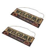 2pcs Halloween Sunflower Wooden Welcome Sign Fall Autumn Decorative Wall Board Hanging Ornaments for Indoor Outdoor Decor