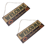 2pcs Halloween Sunflower Wooden Welcome Sign Fall Autumn Decorative Wall Board Hanging Ornaments for Indoor Outdoor Decor