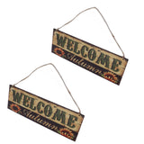 2pcs Halloween Sunflower Wooden Welcome Sign Fall Autumn Decorative Wall Board Hanging Ornaments for Indoor Outdoor Decor