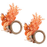 2Pcs Innovative Napkin Ring Decorative Simulation Flower Napkin Holder for Wedding BirthdayLeaves Flowers