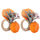 2Pcs Innovative Napkin Holder Simulation Napkin Ring for Halloween Thanksgiving Home DecorationPumpkin with Leaves