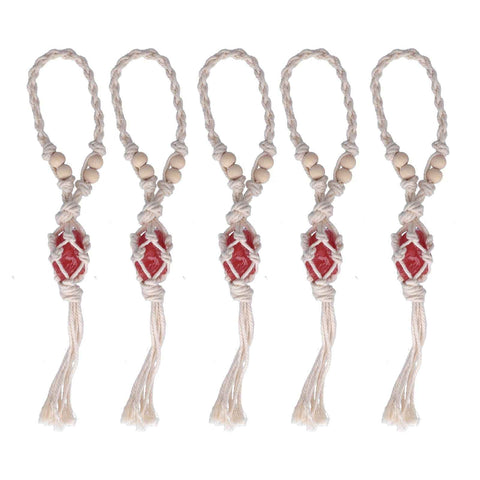 5pcs Necklace Cord Empty Stone Holder Rope Replacement Adjustable Quartz Crystal Pendant Cord for DIY Jewelry MakingRed