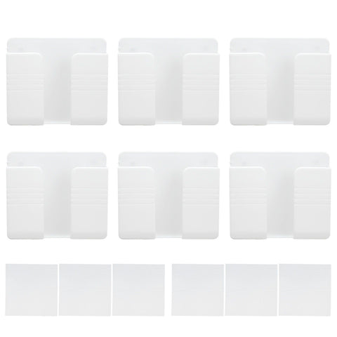 6Pcs Wall Mount Phone Holder Universal Adhesive Mobile Phone Charging Stand for Home Bedroom BathroomWhite