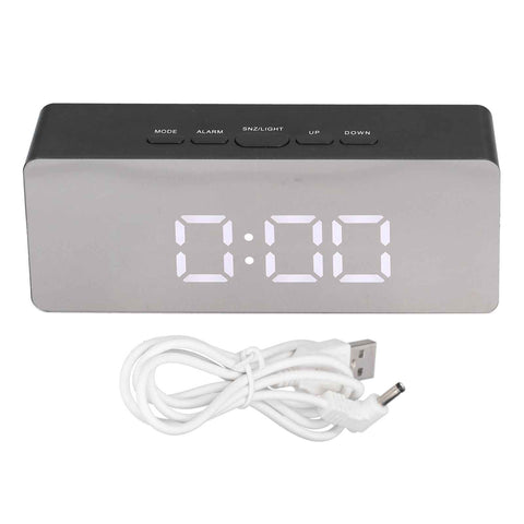 LED Mirror Alarm Clock Rectangular Digital Clock with Temperature Display for Bedroom Living Room Office Travel In Australia - Darrahopens