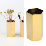 Pen Holder Hex Stainless Steel Gold Electroplating Durable Glossy Corrosion Resistant Wide Application Pencil Holder