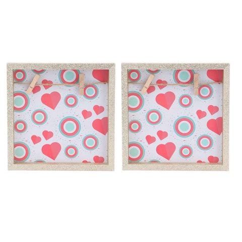 2 Pcs Picture Frames Innovative Wall Mount Photo Display Frames with Wood Clips for Home DecorationGold Powder Photo Frame