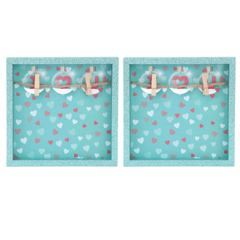 2 Pcs Picture Frames Innovative Wall Mount Photo Display Frames with Wood Clips for Home DecorationGreen Powder Photo Frame In Australia - Darrahopens