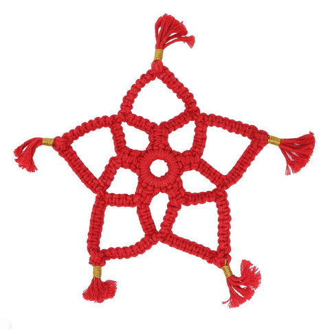 Hand Cotton Woven Hollow Star Ornament Red Five Pointed Star Ornaments Holiday Decoration In Australia - Darrahopens