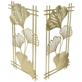 Gold Metal Wall Decor Golden Leaf Wall Hanging Decor Art Sculpture with Frame for Living Room Office Home Hotel