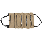 Tool Storage Bag Canvas Foldable Zipper Design Lightweight and Durable High Capacity Tool Roll Up Bag with StrapsKhaki