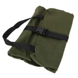 Tool Storage Bag Canvas Foldable Zipper Design Lightweight and Durable High Capacity Tool Roll Up Bag with StrapsGreen