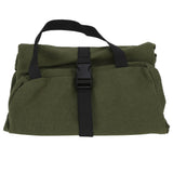Tool Storage Bag Canvas Foldable Zipper Design Lightweight and Durable High Capacity Tool Roll Up Bag with StrapsGreen