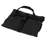 Tool Storage Bag Canvas Foldable Zipper Design Lightweight and Durable High Capacity Tool Roll Up Bag with StrapsBlack