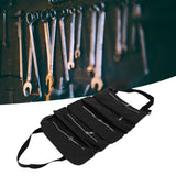 Tool Storage Bag Canvas Foldable Zipper Design Lightweight and Durable High Capacity Tool Roll Up Bag with StrapsBlack