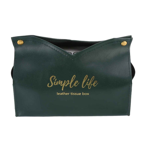 Tissue Bag Artificial Leather Vintage Kitchen Paper Towel Box Container for Office HomeGreen